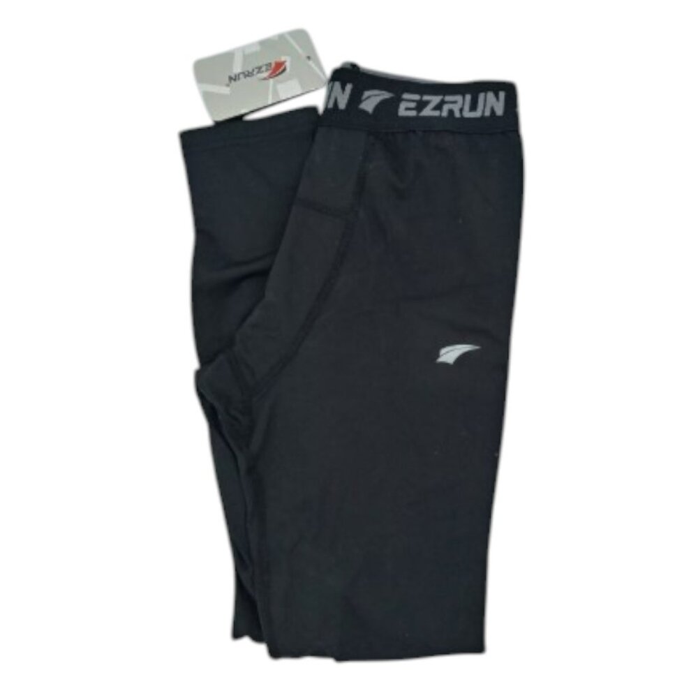 EZRUN Youth Large L Leggings Thermal Base Layer Sports Soccer Tights black